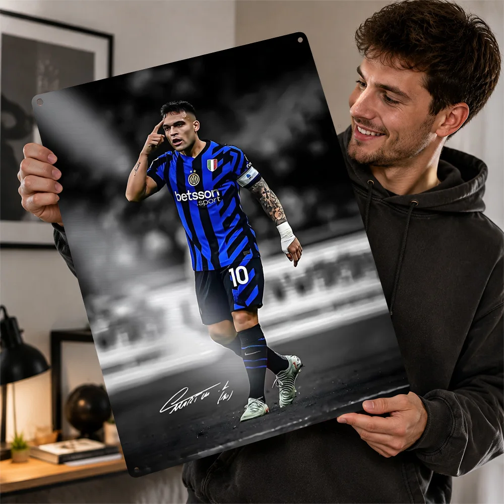 Lautaro Martinez Inter Milan Poster Retro 3D Printed Metal Signs Customized Wall Hanging Gift for Modern Home Decoration Luxury