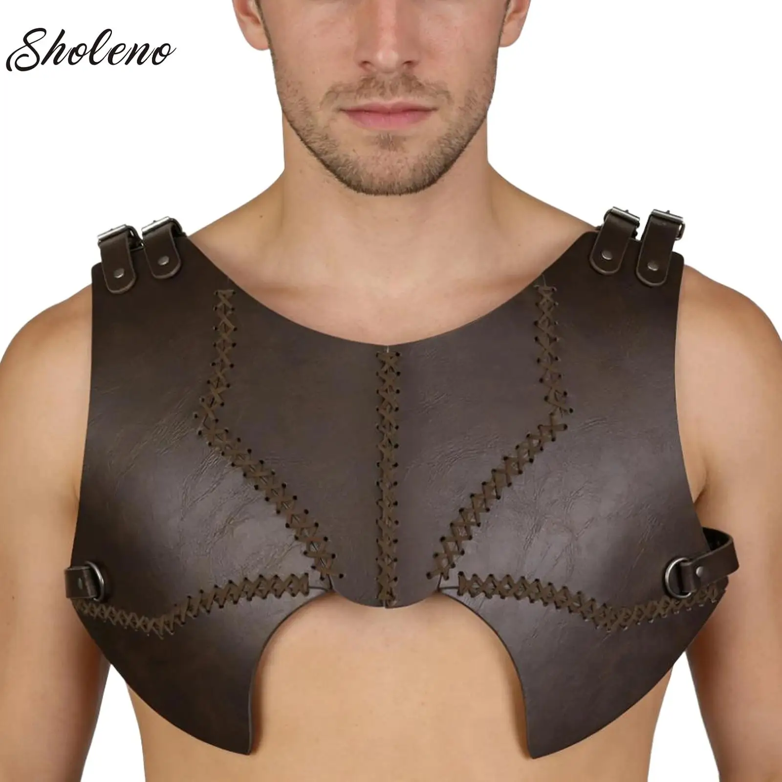 

Men Medieval Costume Chest Armour Chest Shield Retro Faux Leather PU Chest Guard Steampunk Mercenary Knight Archer Body Vest