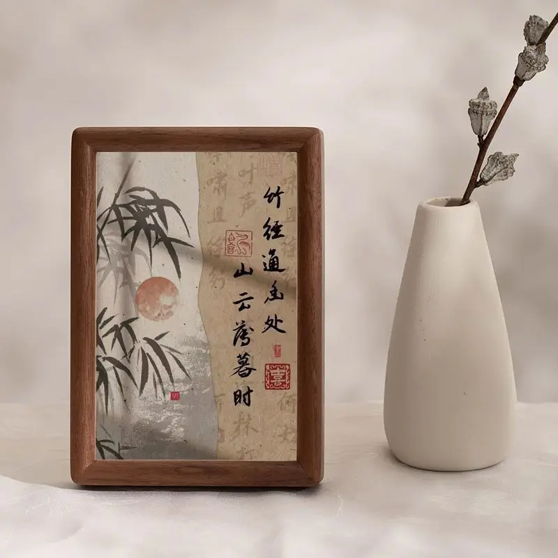 Black Walnut Solid Wood Photo Frame Stand High-End Picture Frame Calligraphy Customizable Blank Marco De Fotos Home Decorations