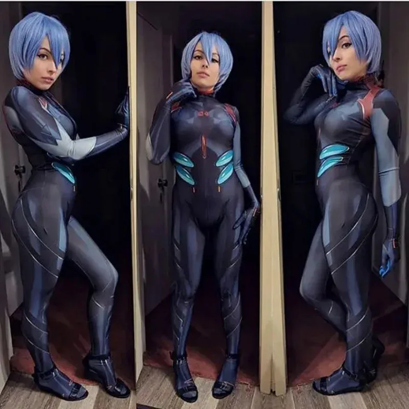 New 2025 Halloween Anime Plugsuit Costume Ayanami Rei Zentai Bodysuit Jumpsuits Cosplay Party suit Women Adul ★ ★ ★ jj.