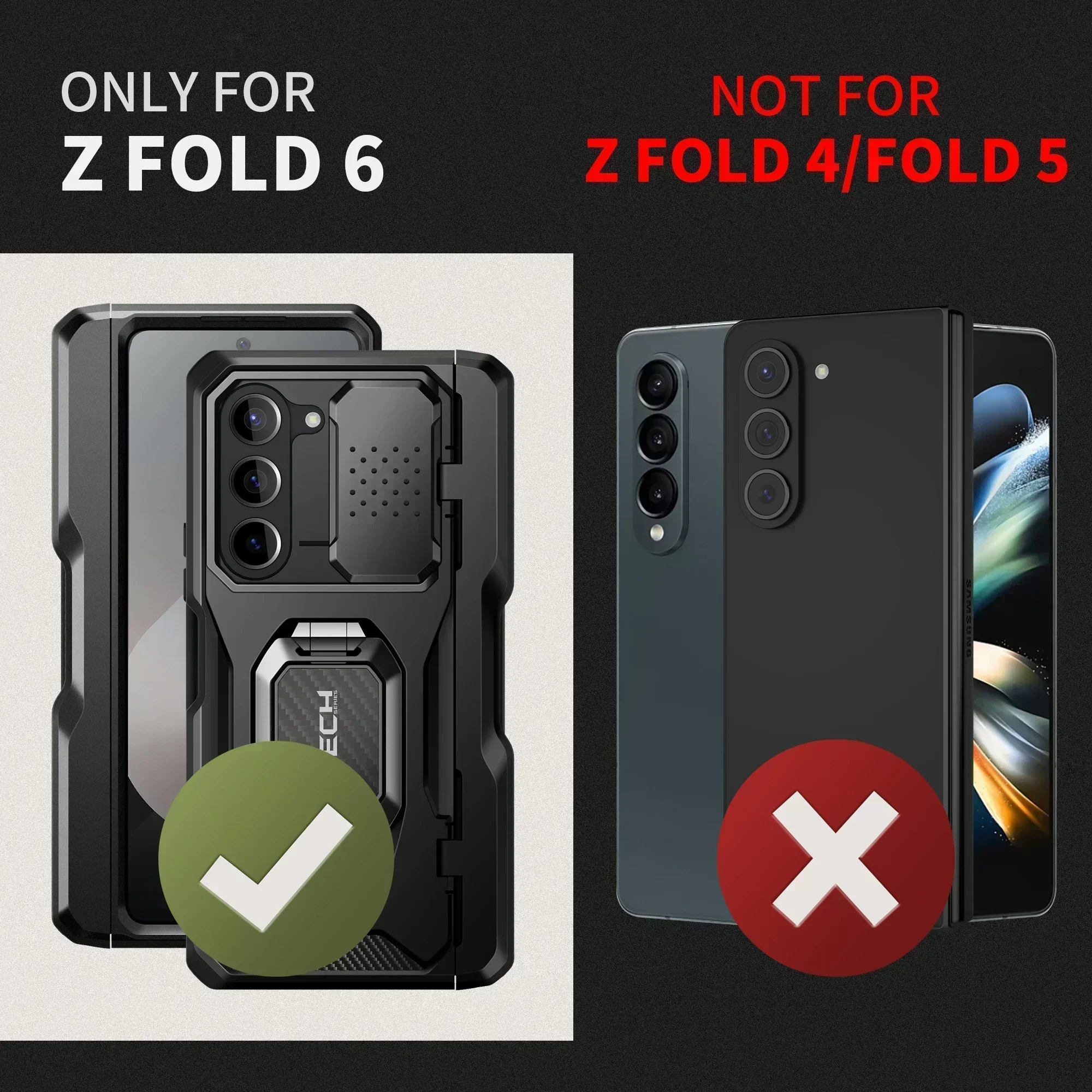 Phone Case For Samsung Galaxy Z Fold 6 Phone Cover Shockproof Protective Shell with Stand Glass Film Screen Camera Protector