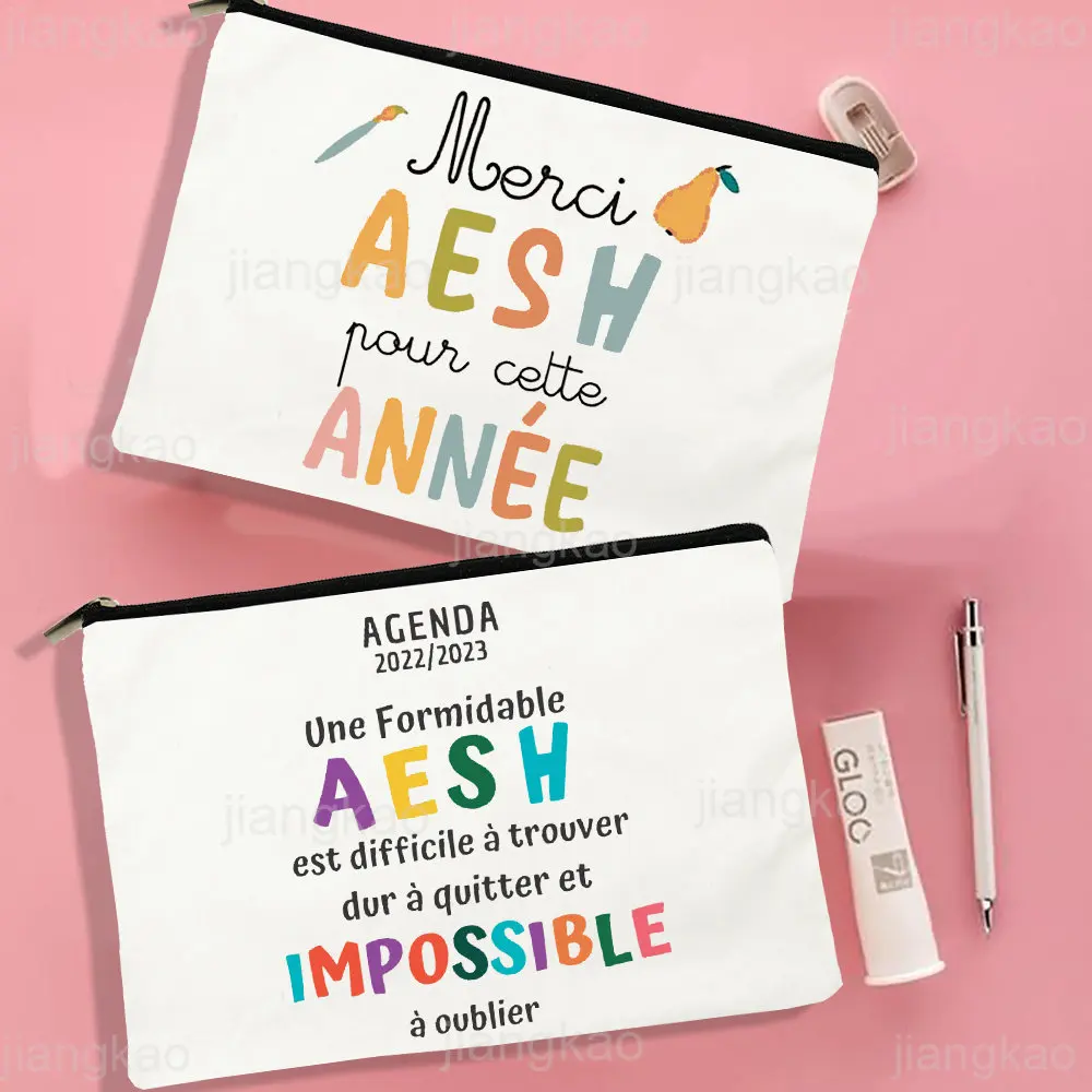 Merci AESH Printed Makeup Bag Female Travel Neceser Cosmetic Pouch Travel Toiletry Organizer School Pencil Bags Gifts for AESH