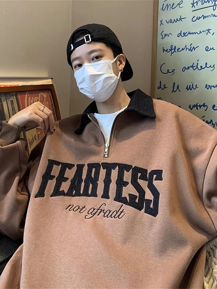 

Browny American Sle Ne Sweatirt Men's Spring New Retro Heavyweight 500g Trendy Casual f Zipper Jaet