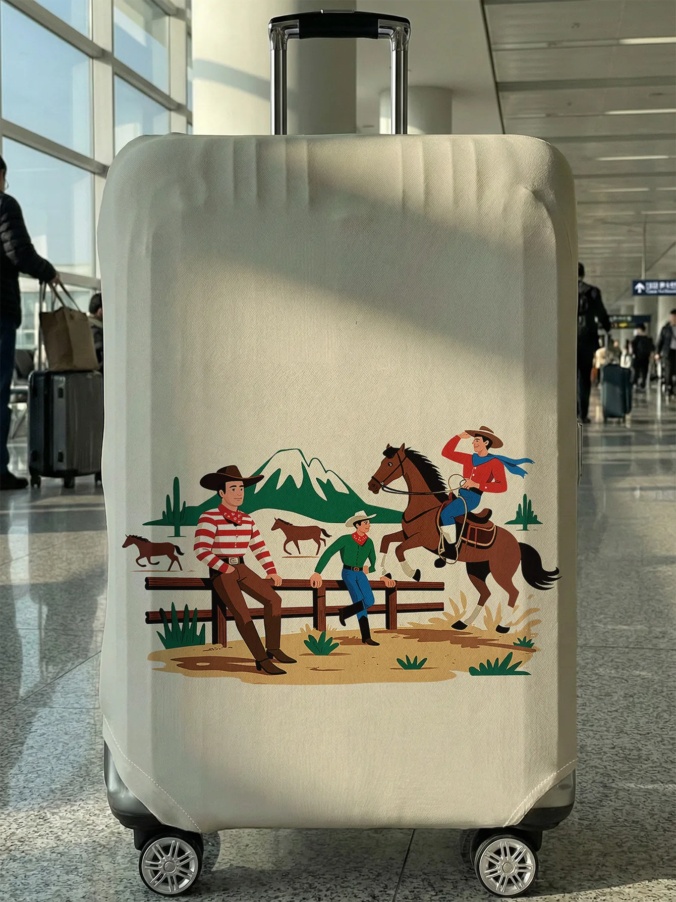 

Cowboy Print Luggage Cover, Suitable for 18-32 Inch Luggage Cover, Luggage Handle Glove, Travel Accessories