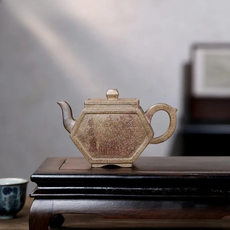 260ml Exquisite Yixing Purple Clay Teapots Handmade Pot Raw Ore Wood-fired Porcelain Agilawood Mud Kettle Zisha Tea Set Craft