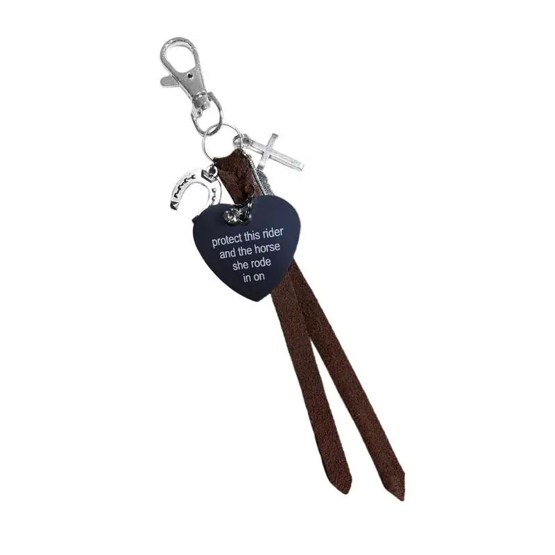 Horseshoe Keychain Vintage Horseshoe Charm Saddle Heart Charm Leather Saddle With Clip Key Ring For Equestrian Enthusiasts Horse