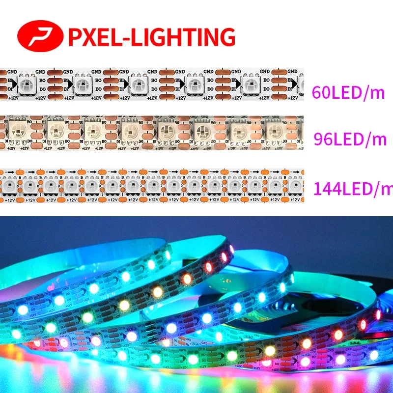 

WS2815 DC12V (WS2812B WS2813 updated) RGB LED Pixels Strip Light SPI Individually Addressable LED Dual-Signal 60/74/96/144Leds/m