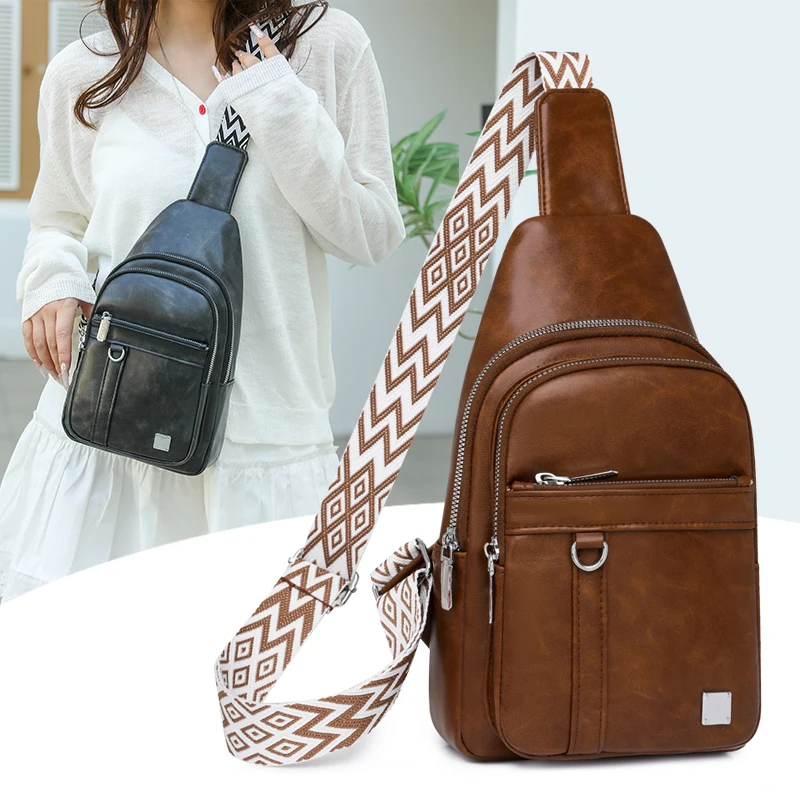 

Модная кожаная сумка через плечо для женщин, винтажная мини-кошелек через плечо с несколькими отделениями и портом для наушников, простой элегантный дизайн