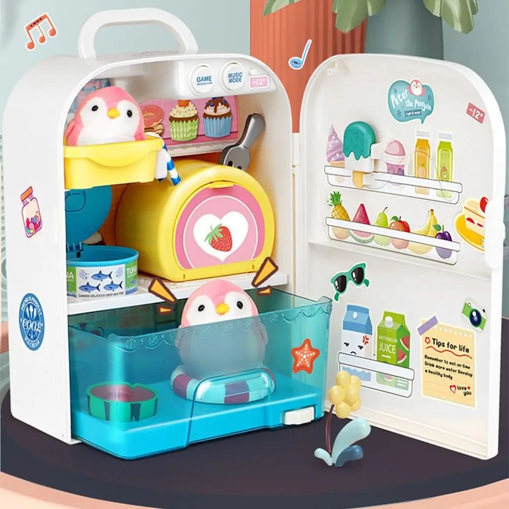 Zabawki do lodówki dla dzieci z kreskówek, modele rzemieślnicze DIY, pingwin, zabawki do lodówki, lampki, zabawa w udawanie