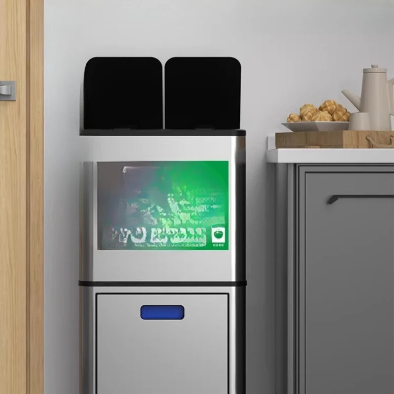 Intelligent wet and dry separation kitchen sorting trash can High movable sanitary bucket with large capacity and no need
