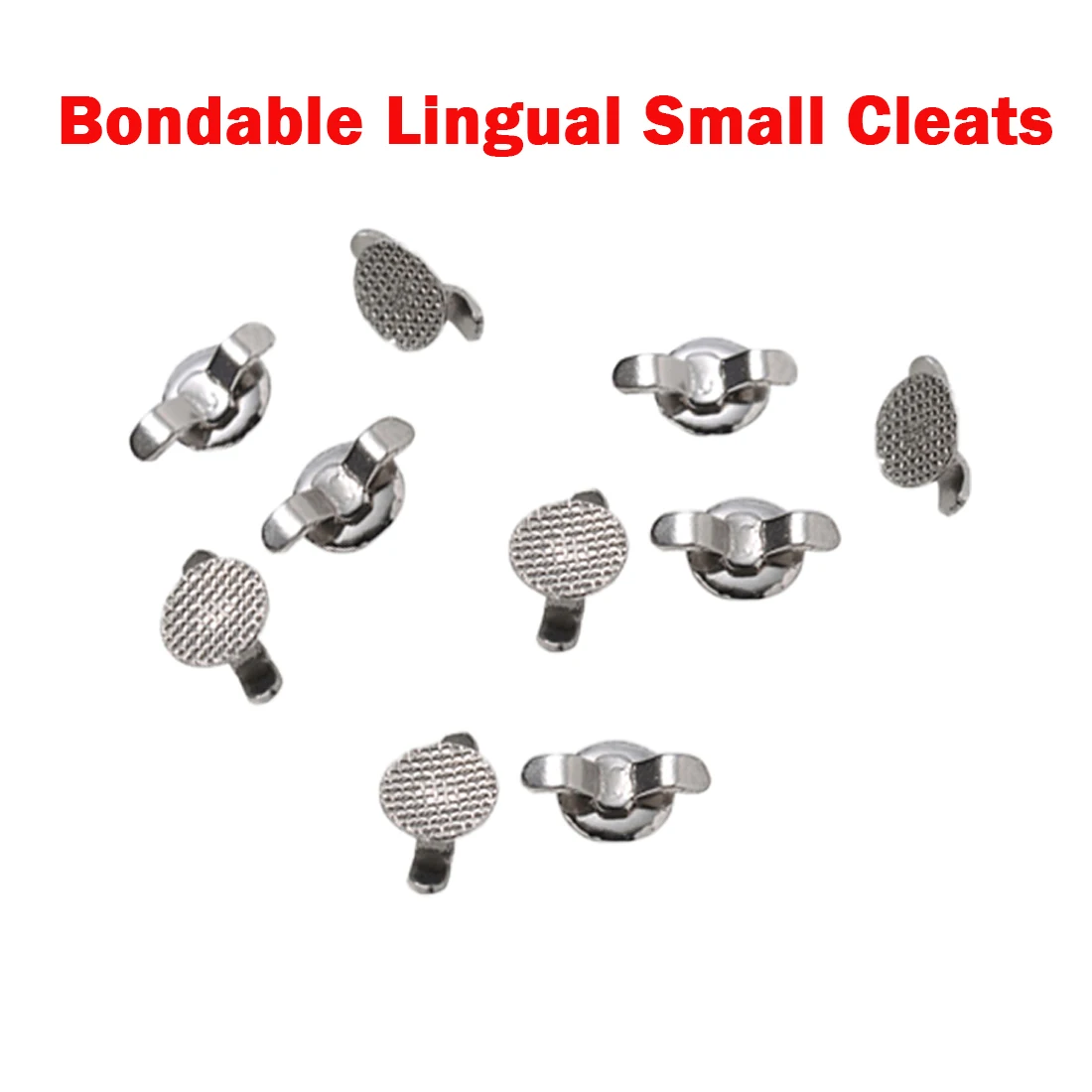 10Pcs/Bag Dental Orthodontic Lingual Button Metal Bondable Mesh Base Metal Tongue Side Buckle Orthodont Materiales