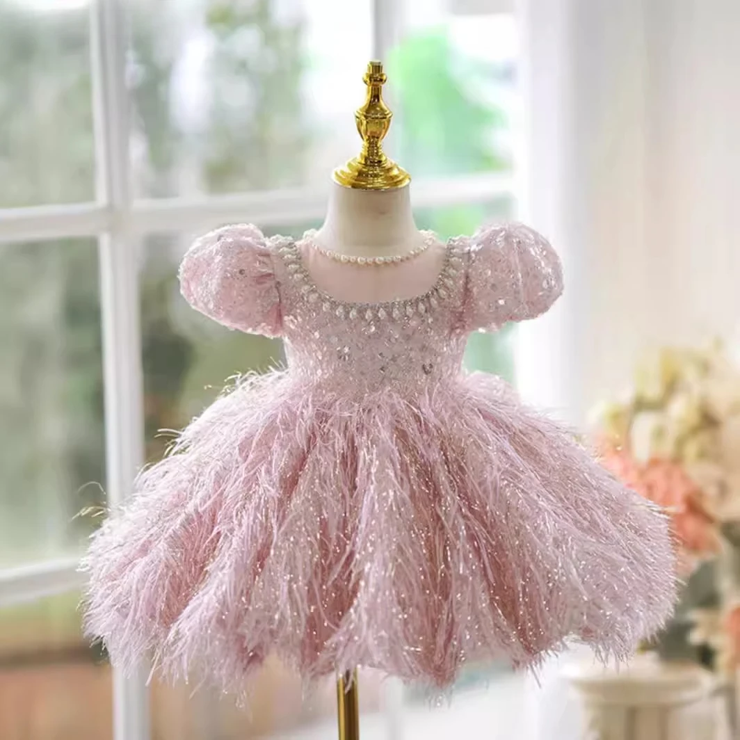 

Elegant Pink Girls Princess Dress Flower Girl Tutu Gown for WeddingsRecitals Toddler Party Clothes Birthday Celebrations Piano
