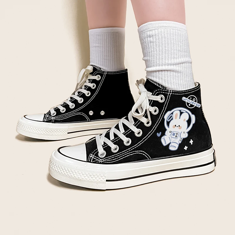 Amy and Michael Anime High Top Canvas Shoes Cute Girls Students Teens Flat Casual Sneakers Female Woman Vulcanize Shoes