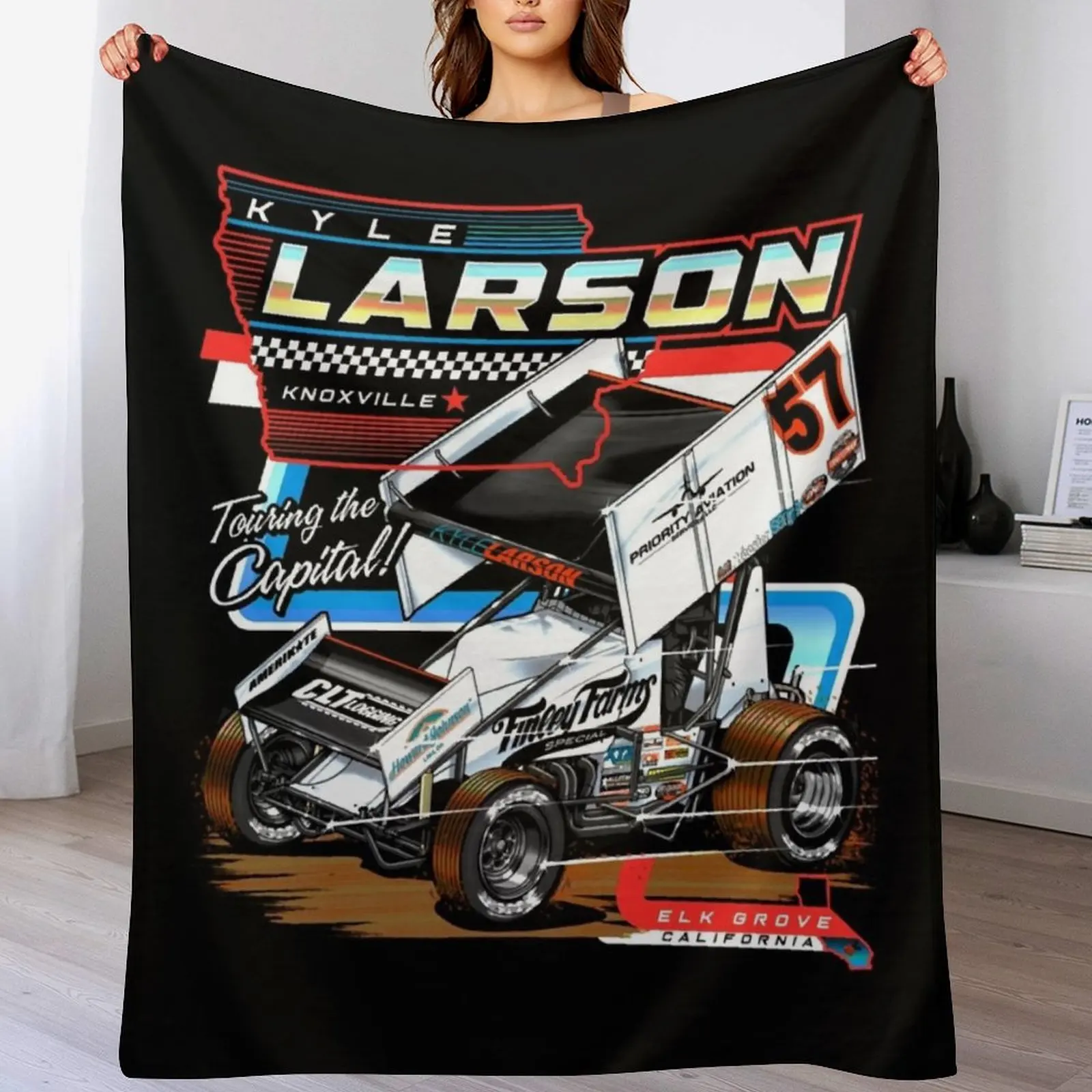 KYLE LARSON 12, Kyle Larson Throw Blanket