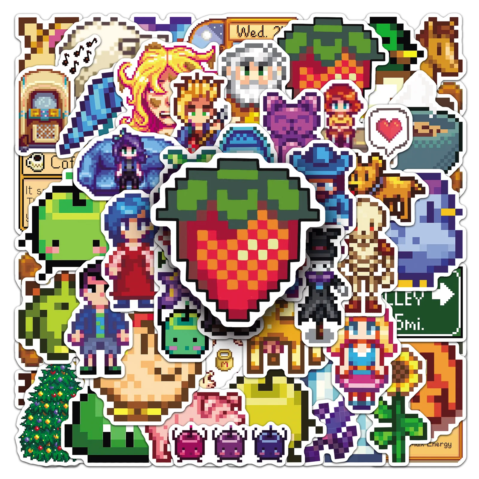 50 قطعة Stardew Valley Game Pixels مقاوم للماء الكرتون الإبداعية ملصق DIY بها بنفسك دفتر المحمول الغيتار حقيبة كوب ماء الكتابة على الجدران اللعب