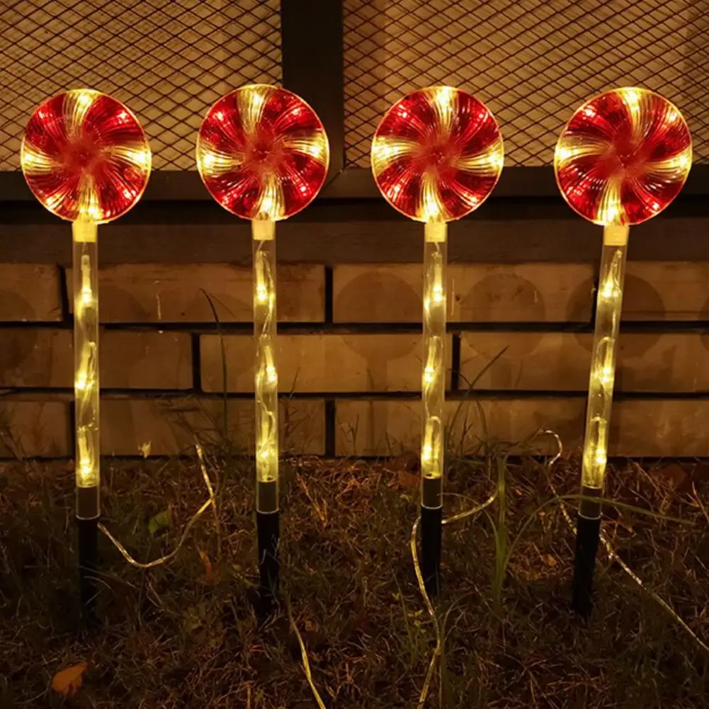 

Led Solar Lights Candy Cane Pathway Lamp New Year Holiday String Lights Outdoor Waterproof Garden Lawn Lamp Christmas Decoration