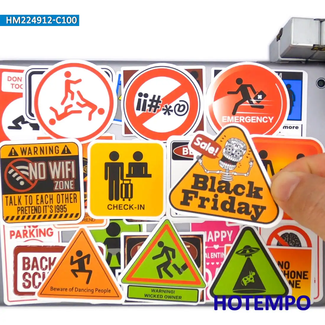 100Pieces, Warning Stickers Set, Caution Safety Danger Stop Slogan, for Laptop Car Phone Motorcycle Luggage, Funny Sticker Pack
