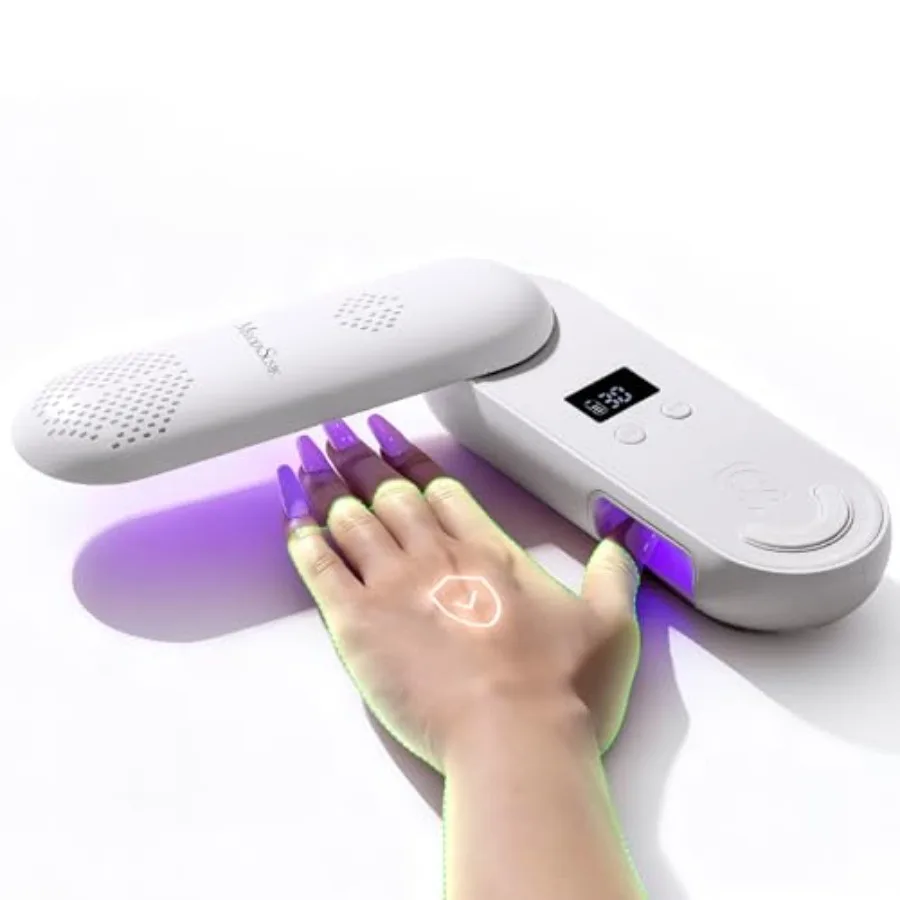 Compact Cordless UV Nail Lamp P-PLUS20F with Innovative Rotatable Panel and UV Protection Design Rechargeable UV Light Cures Al