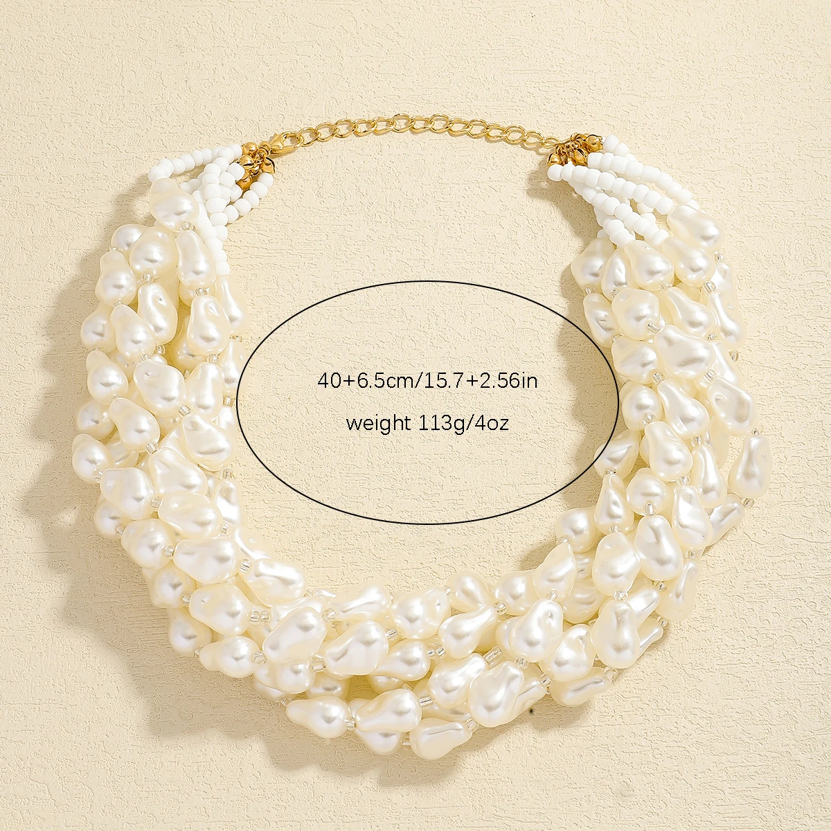 Exaggerated Elegent Multilayer Faux Pearl Crystal Necklace Women\'s Long Pearl Handmade Accessory