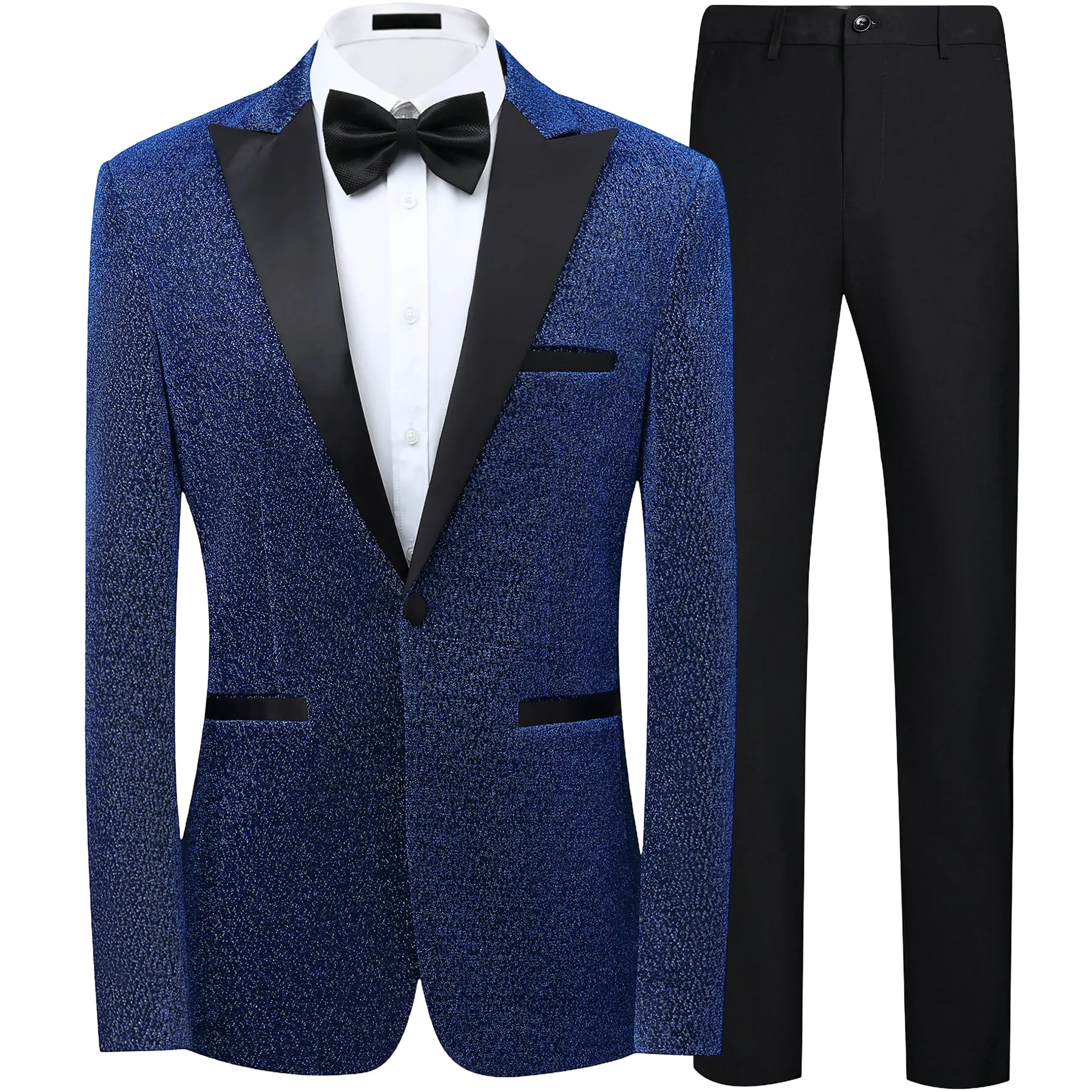 

KIDWHXR 2-piece Outfit Men Fashion Contrast Color Single-breasted Blazer Man Straight-leg Pant Male Slim Stage Party Suit Set