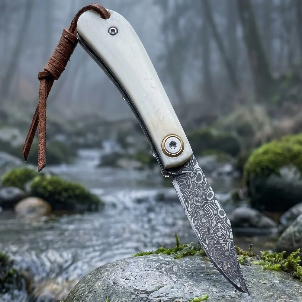 Outdoor Folding Knife Bull Bone Handle Small Pocket Knife Daily Carry Camping Mini Tool Durable EDC Knives