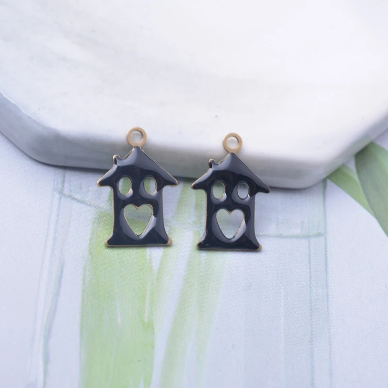 30 Stück Kupfer beidseitig emaillierte Liebeshaus-Anhänger, lila Emaille, kleine Anhänger für DIY-Halsketten und Armbänder, Zubehör im Großhandel – Detail 10
