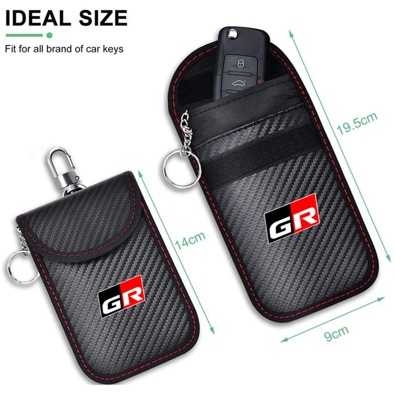 

Durable Compact Car LOGO Key Case Signal Blocker Bag For Toyota GR Aygo Supra Prado RAV4 Hilux Yaris Corolla 4Runner Camry Aval
