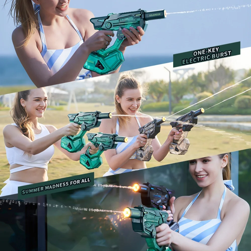 مسدس مياه كهربائي للأطفال مع ضوء حثي Led سعة كبيرة مسدس بخ أوتوماتيكي للصيف في الهواء الطلق ألعاب معركة المياه على الشاطئ #6