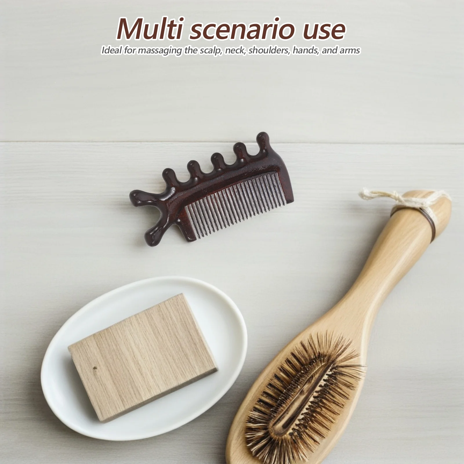 

Five-Tooth Sandalwood Scalp Comb Multifunctional Hair Detangler Massage Tool Ergonomic Design for Scalp Therapy Relaxation Gua