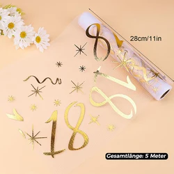 28CM*15 Meters Mesh French Table Runner 18th Birthday Party Table Shiny Gold Background Decoration Table Cover
