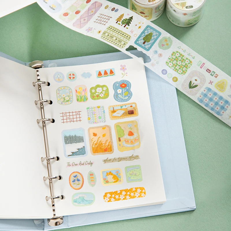 1–6 Rollen frische und beruhigende Washi-Tapes, Scrapbooking-Aufkleber, Material, perfekt für Journaling, DIY-Scrapbooking-Zubehör