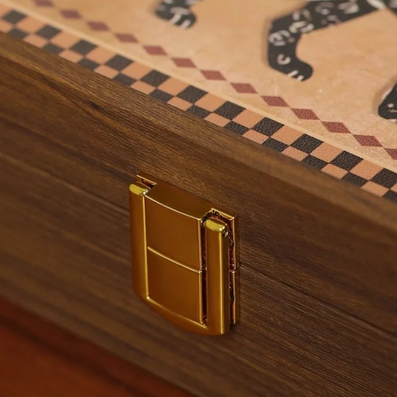 الجوز اللون صندوق مجوهرات فاخر الرجعية حلقة صناديق التخزين القلائد المحمولة القرط سوار عرض حالة منظم المجوهرات