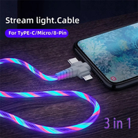 3 IN 1 Glowing LED Light Phone Charger Luminous Type-C Micro USB Cable For iPhone 14 13 Xiaomi RdeMi Samusng  Phone Charge Cable