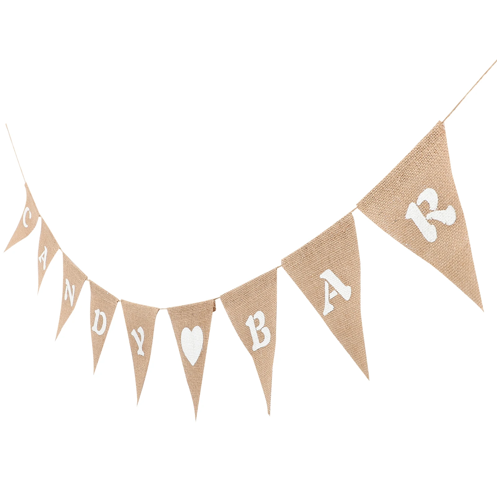 

8 Flags CANDY BAR Triangle Burlap Banner 2.8m Length 13x17cm Each White Brown Wedding Party Decoration Bunting