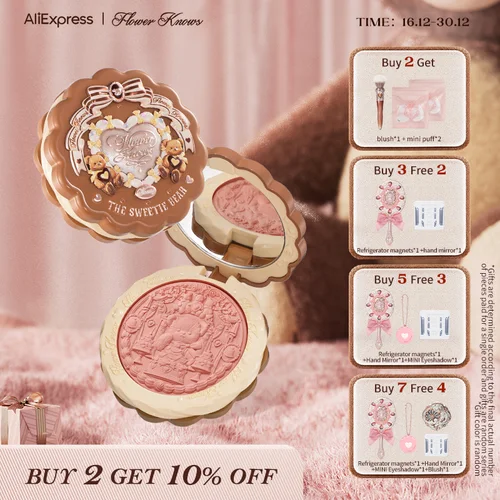 [NUEVO]Flower Knows The Sweetie Bear Collection Rubor satinado de seda