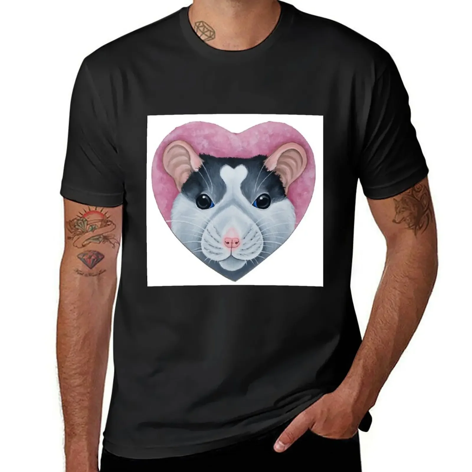 

Heart Rat - Roan/Husky Fancy Rat T-Shirt Funny t-shirts luxury t-shirt mens designer t shirt