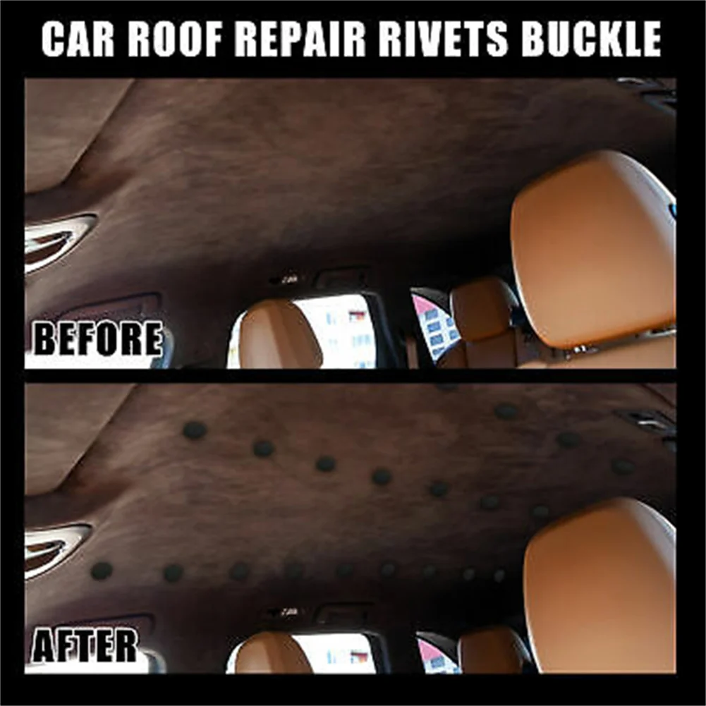 60 Pieces Car Roof Repair Tools Studs for headliner Button Buckle Sock Black Fit Car Accessory Auto Replacement Parts