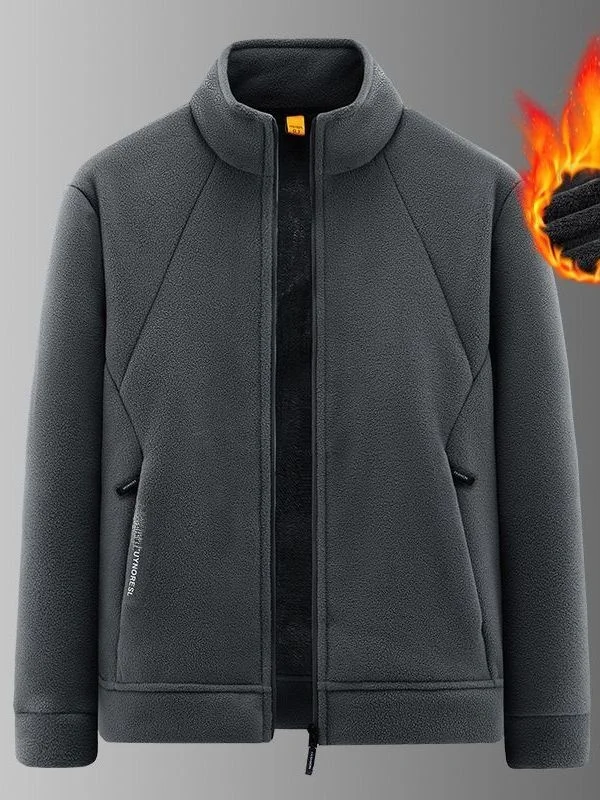 

Мужской утепленный кардиган на флисовой подкладке с воротником-стойкой, осенне-зимняя новинка, теплый, из полиэстеровой ткани, стандартный крой