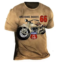 Hot Sell Summer Man Clothing Male 3d Printed Classic Retro Short Sleeve Top Route 66 T Shirt Men Streetwear Short Sleeve T Shirt