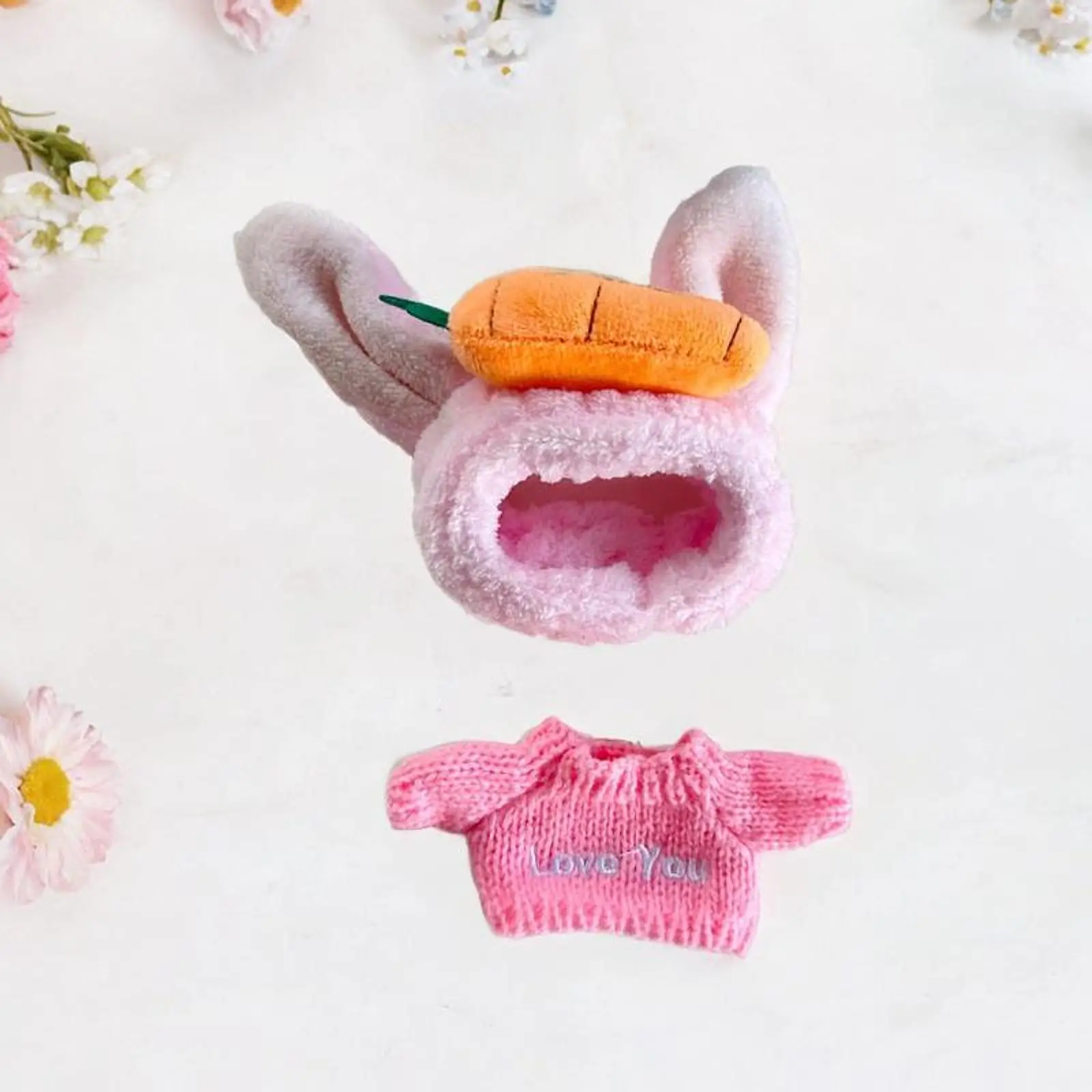 

Одежда для плюшевых кукол для куклы 15-17 см, одежда с мягкими животными, мягкие, плюшевые аксессуары для кукол, свитер и повязка на голову с морковью, мультяшная