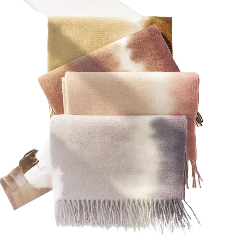 

Fashion Trend Gradient Color Scarf Women Luxury Autumn Winter Cashmere Thermal Warm Scarves Shawl Clothing Accessories