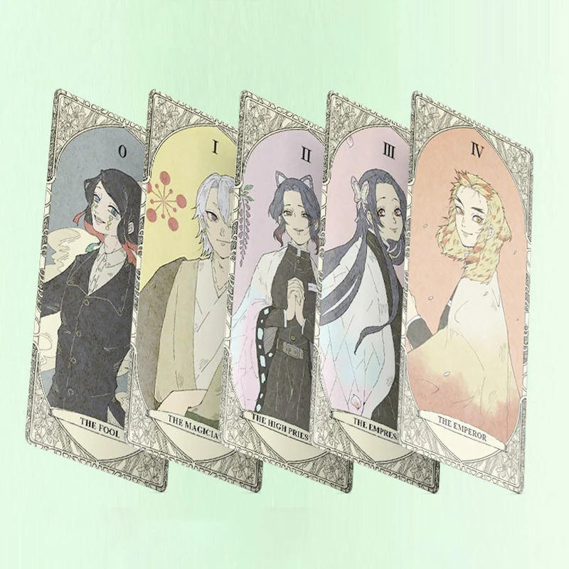 Cartas de Tarot de Tanjirou de Kamado y Nezuko, juego completo de cartas de Anime de alta definición, regalo de cartas de póker de papel, 22 piezas por juego