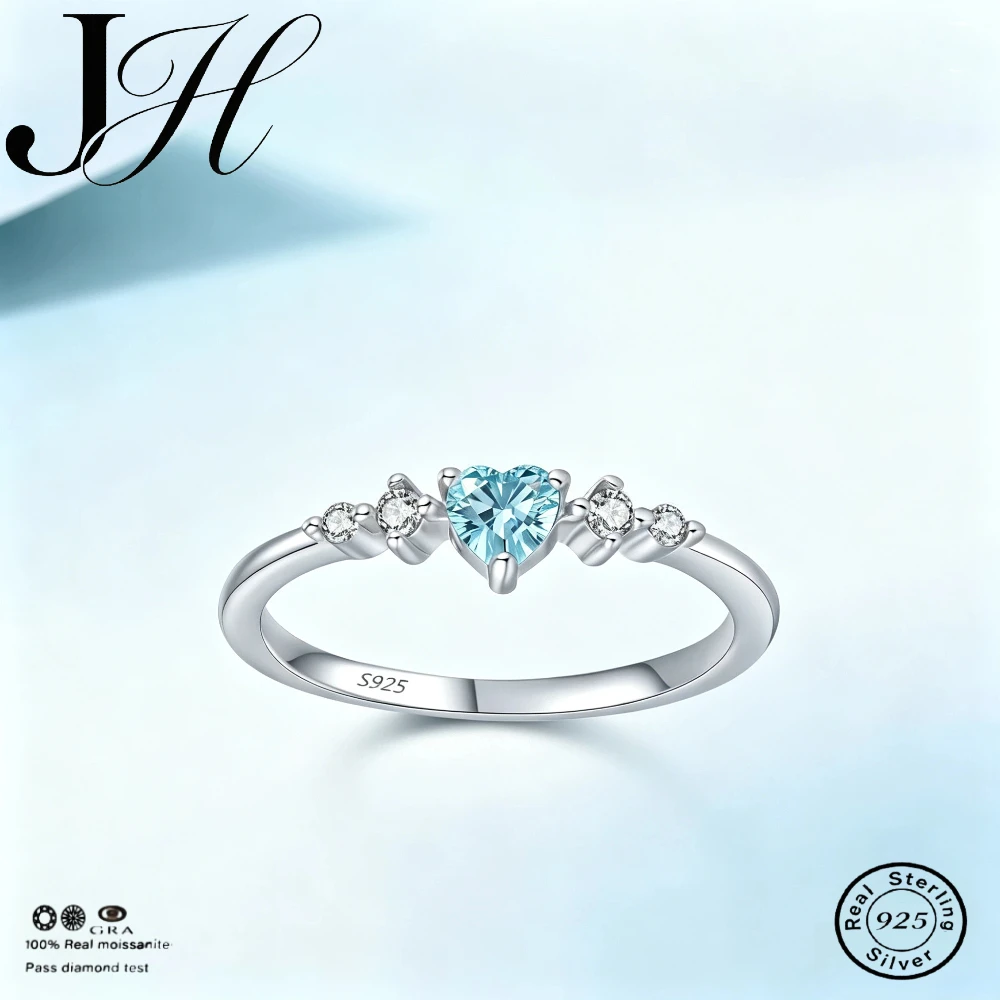 JH 0.3CT 925 Sterling Silver Moissanite Ring For Women Ice Blue Moissanite Zircon D VVS1 Heart Ring Fine Jewelry Wedding Ring