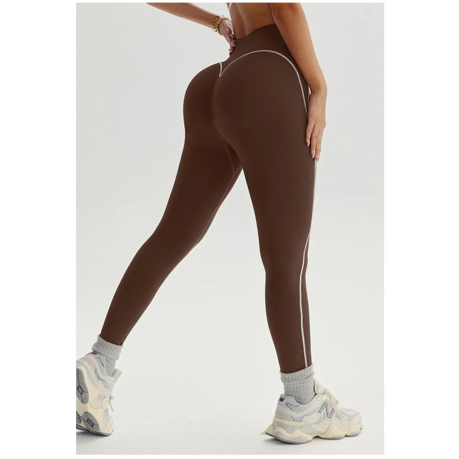 Nowe damskie spodnie do jogi, z wysokim stanem, dzianinowe, w paski, obcisłe legginsy do ćwiczeń jogi, spodnie do biegania na zewnątrz.