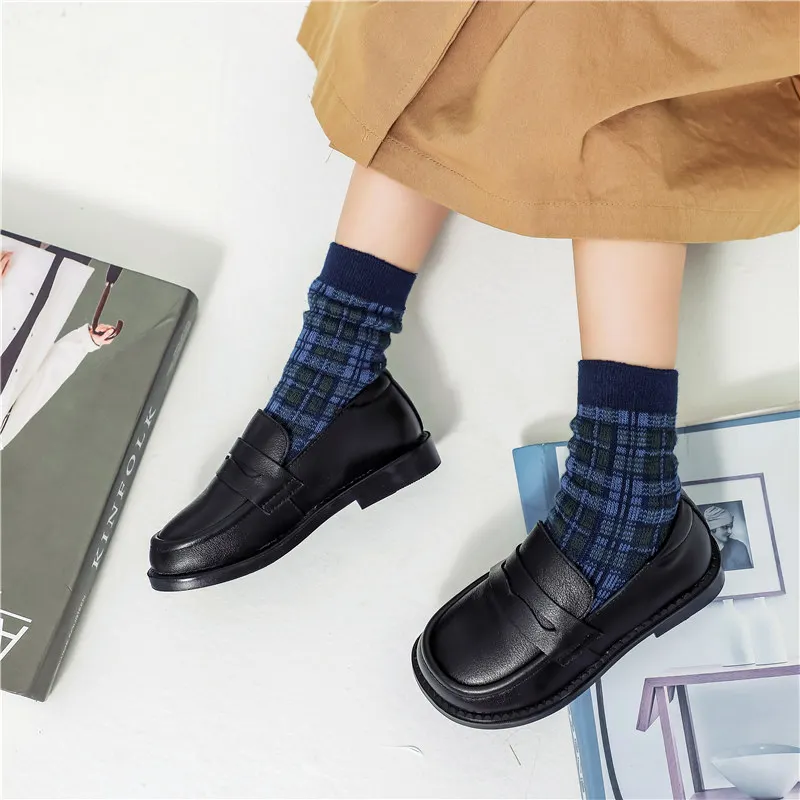 Children's Girls' Black British Style Genuine Leather Shoes Boys' Spring/Autumn New Student School Shoes