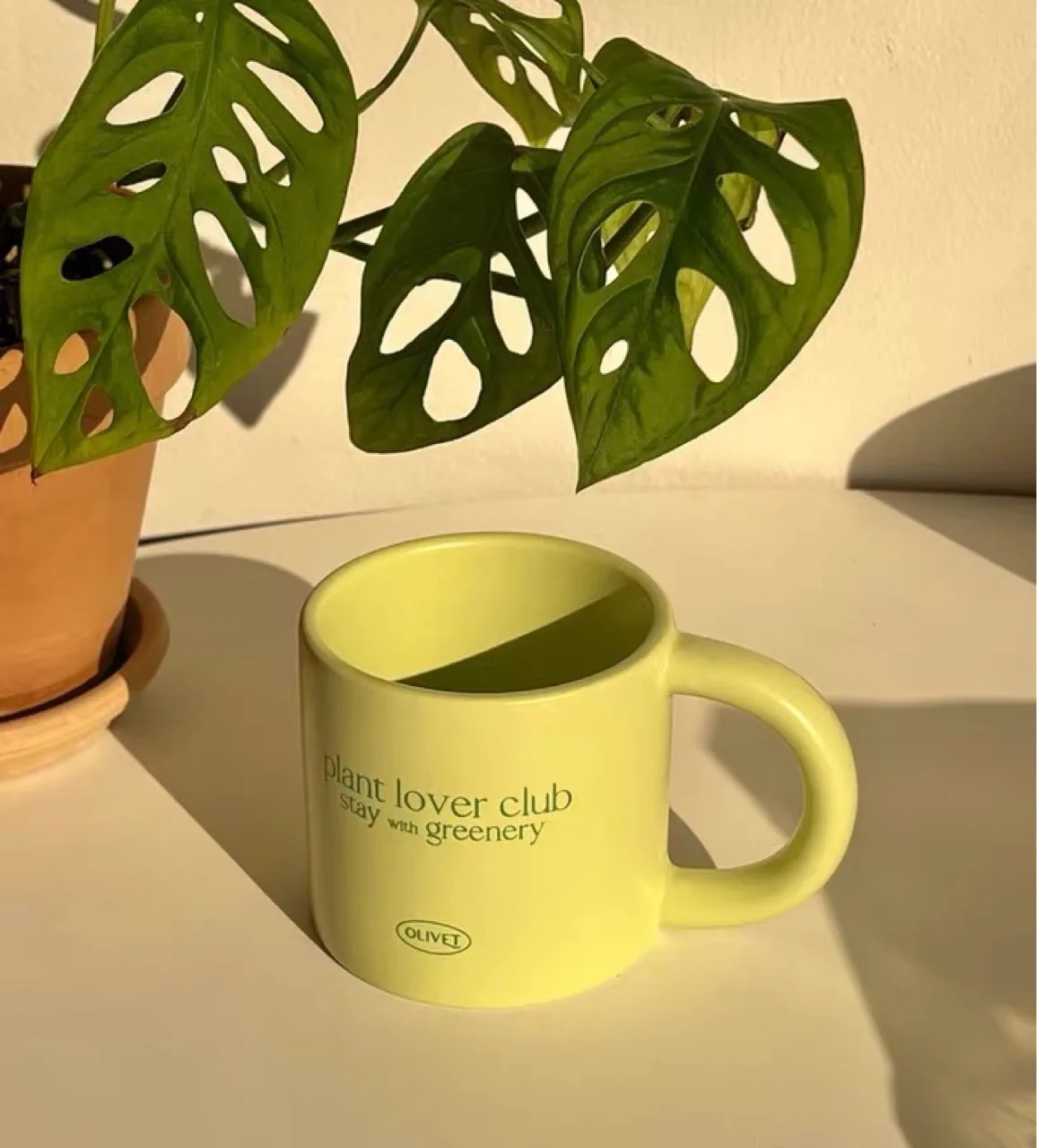 Plant Lover Club Stay with Greenery Matcha Green Ceramic Mug Water Cofee milk beer tea Cup