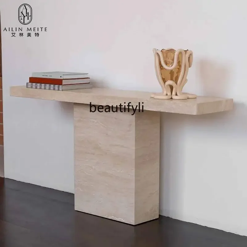 

Nordic natural marble entrance table designer creative against the wall light luxury entrance table6239