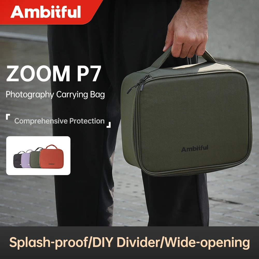 Sac de transport pour studio photo Ambitful ZoomP7, nouvelle couleur vert/violet/orange, sac de voyage pour objectif DLSR, drone, GODOX, DJI, GoPro
