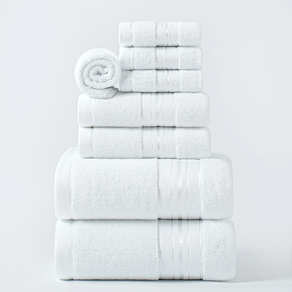1PC Ultra Soft Highly Absorbent White Cotton Towel Set 50x100cm Luxurious Bath Hand Washcloths for Home Hotel Bathroom