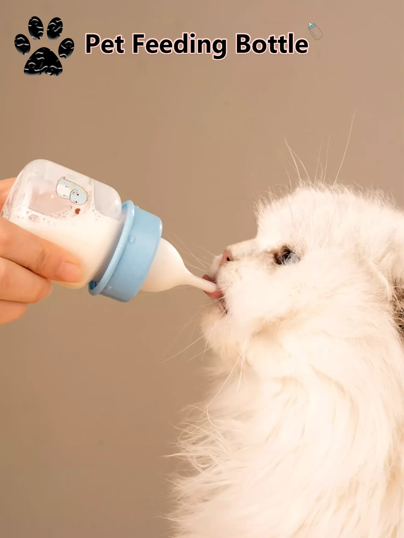 Botella de leche para gatitos, mascotas recién nacidas, biberones para cachorros, alimentador especial para gatitos, chupete de alimentación, suministros para gatos, 1 unidad
